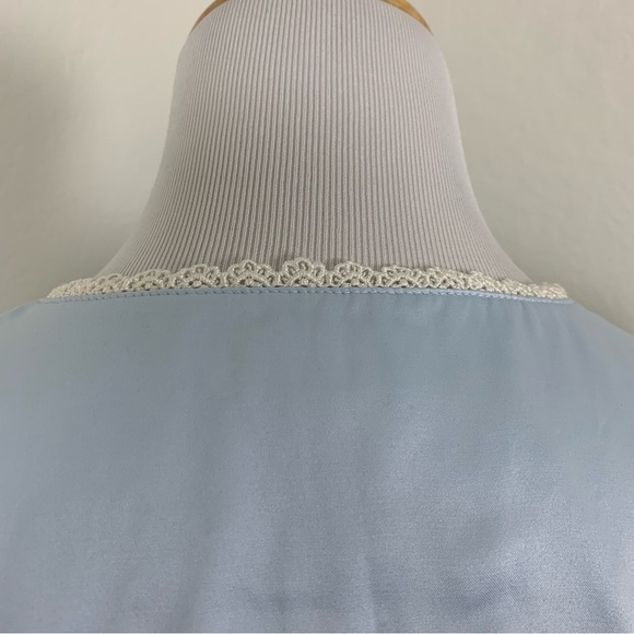 Charter Club Long Lawn Satin Nightgown Blue Modest Lace Ribbon Womens M Sleeve - Picture 15 of 17
